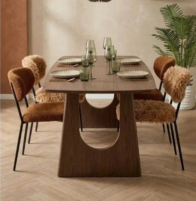 Trendy walnoot eettafel | Japandi design | 9 maanden oud, Huis en Inrichting, Ophalen, 200 cm of meer, 50 tot 100 cm, Zo goed als nieuw
