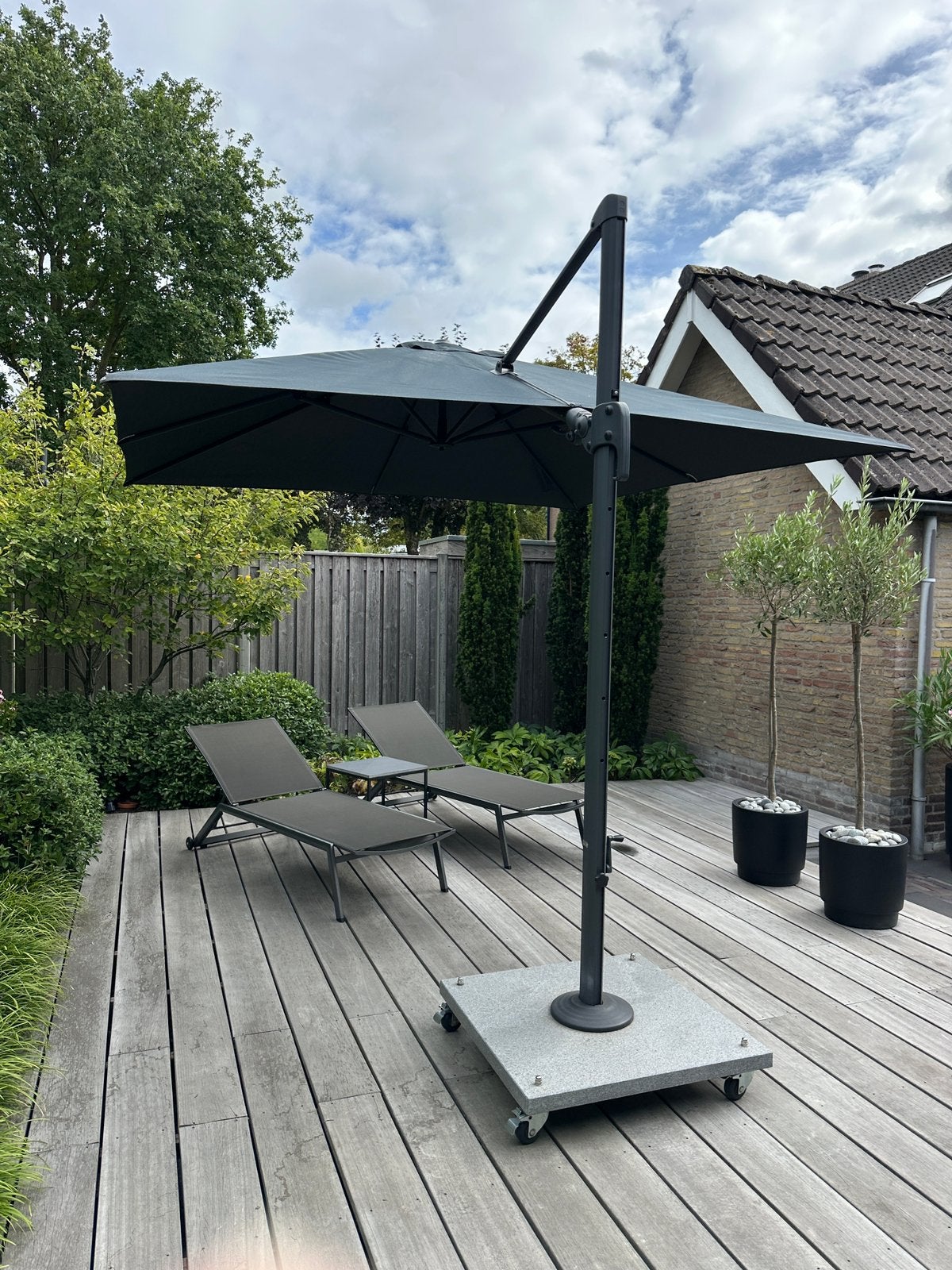 Zweefparasol Palermo 300x300cm Lava Carbon, Tuin en Terras, Ophalen, Zo goed als nieuw, Zweefparasol, Kantelbaar