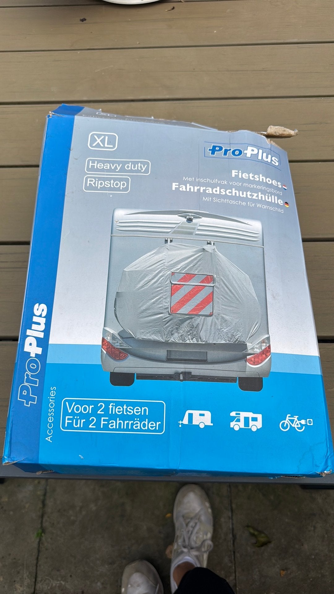 Fietshoes met vak voor markeringsbord, Ophalen, Zo goed als nieuw
