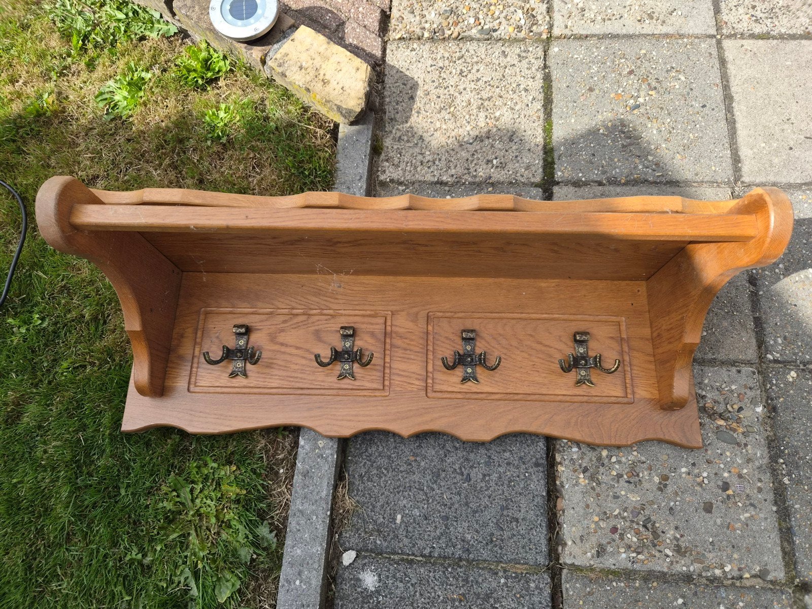 Eikenhouten wandrek met haken, Ophalen of Verzenden