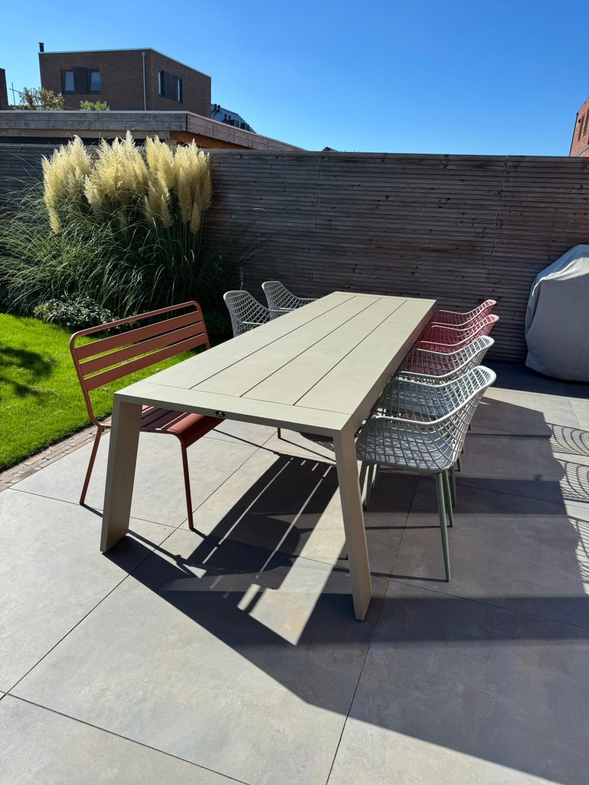 Borek viking tafel 3.25m parelgrijs, Ophalen, Meer dan 8 zitplaatsen, Aluminium, Zo goed als nieuw