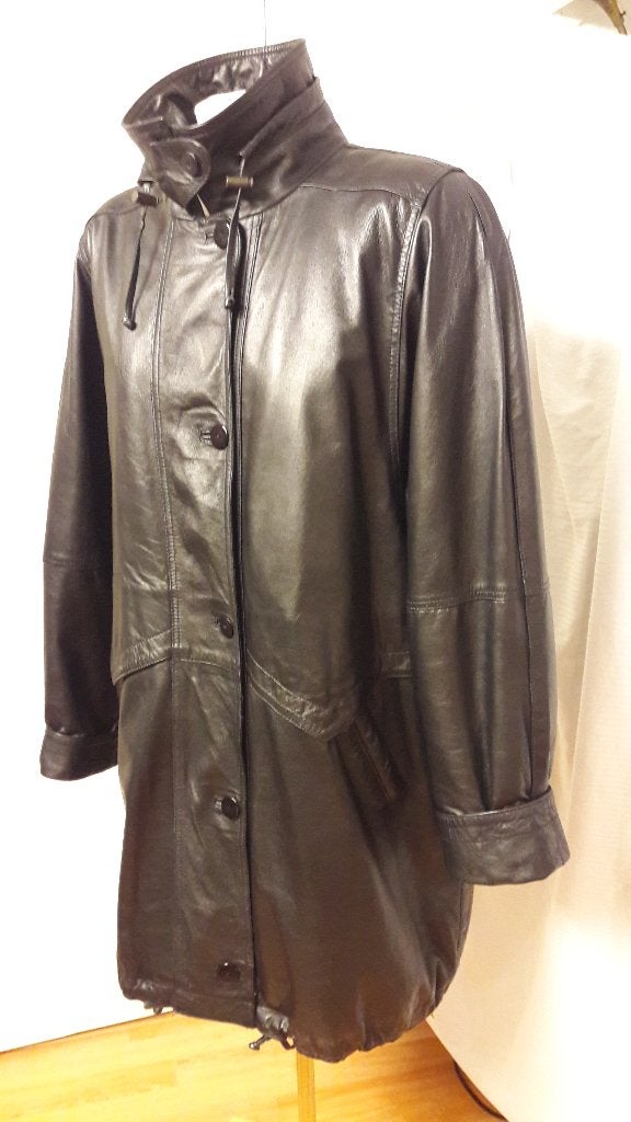 Leren jas, parka, maat 46, Ophalen of Verzenden, Zo goed als nieuw, Maat 46/48 (XL) of groter, Zwart