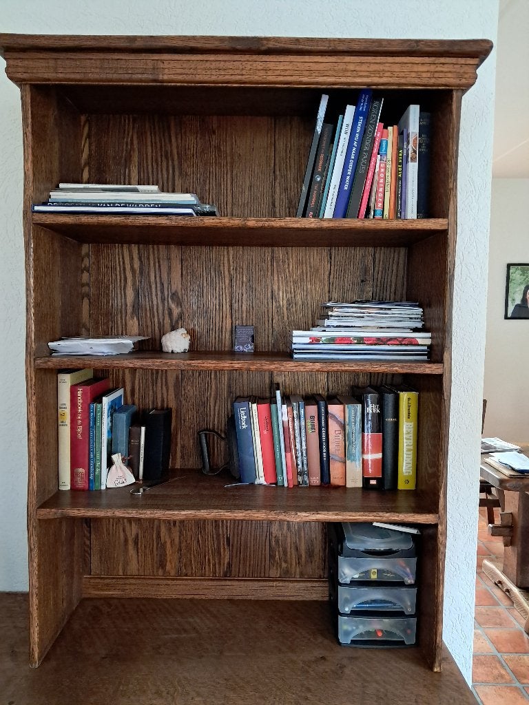 Boekenkast (2-delig), Ophalen, Met deur(en), Eikenhout, 50 tot 100 cm