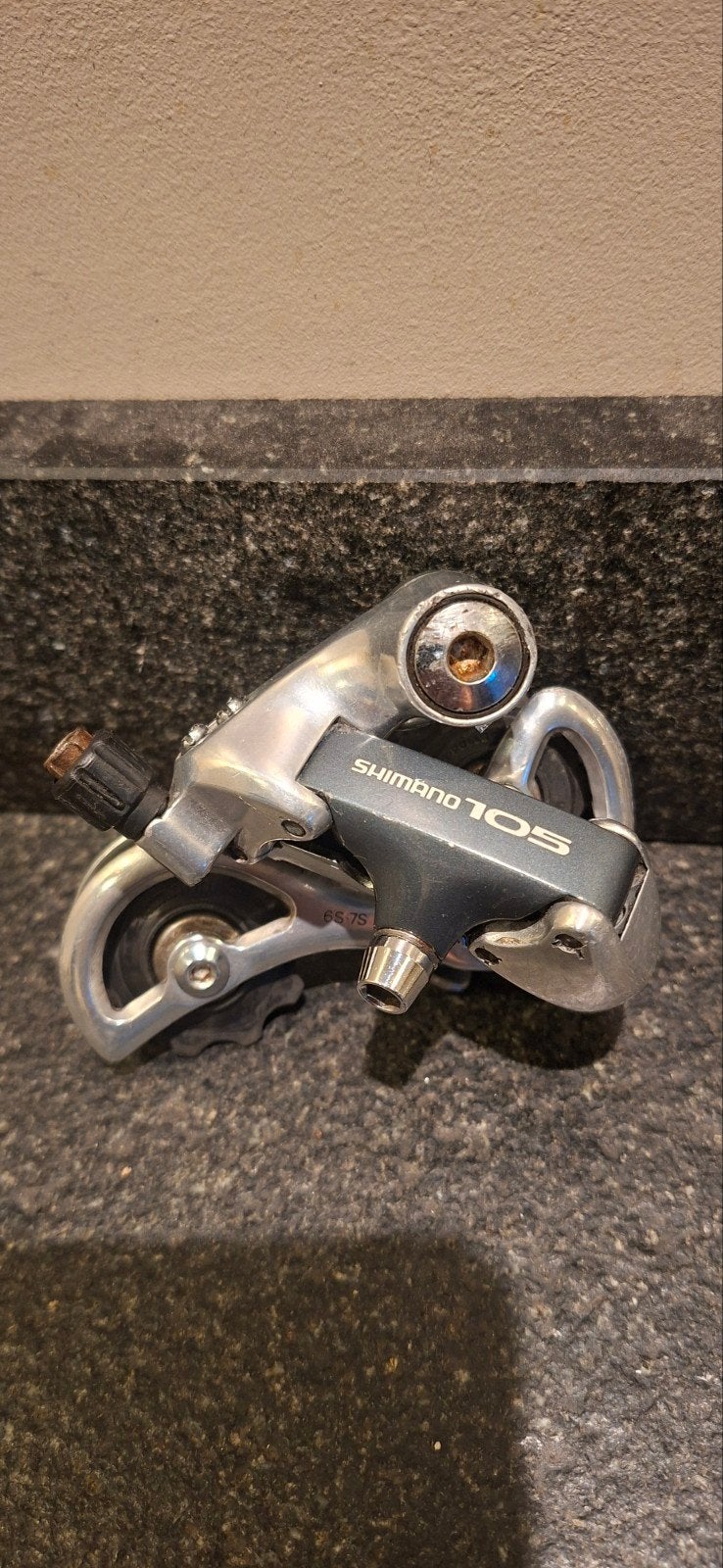 Shimano 105  RD-1051 6/7 speed achterderailleur - Gebruikt, Ophalen of Verzenden, Gebruikt, Racefiets, Derailleur of Ketting