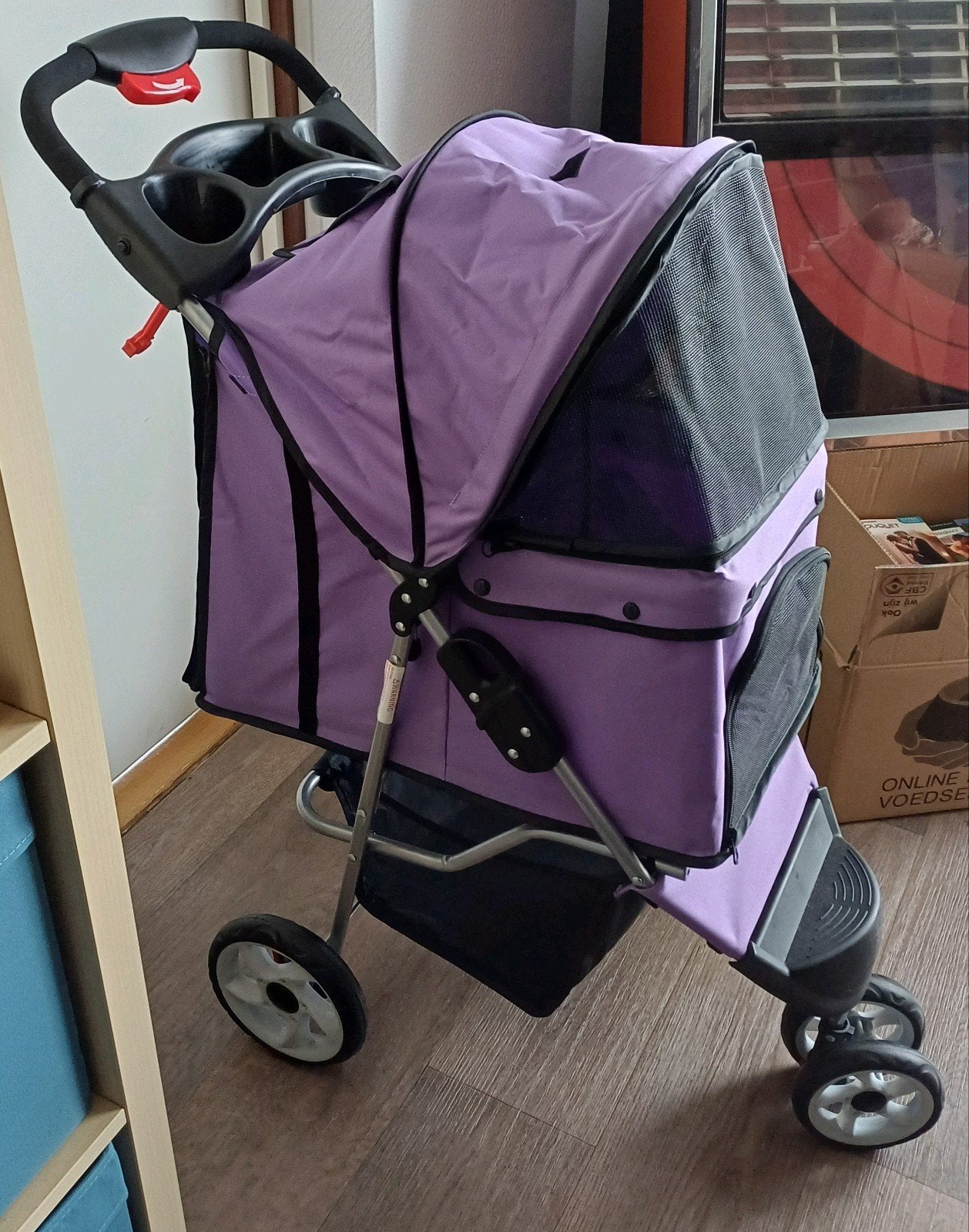 Mooie honden 3 wiel buggy paars incl.regenkap, Ophalen, Zo goed als nieuw