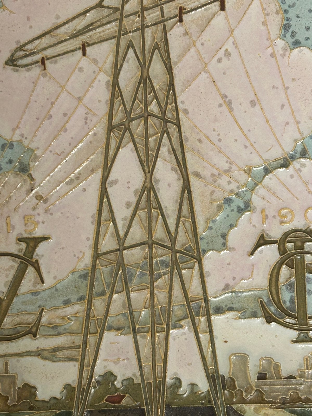 Porceleyne fles cloisonne tegel groot industrieel zeldzaam, Antiek en Kunst, Ophalen of Verzenden