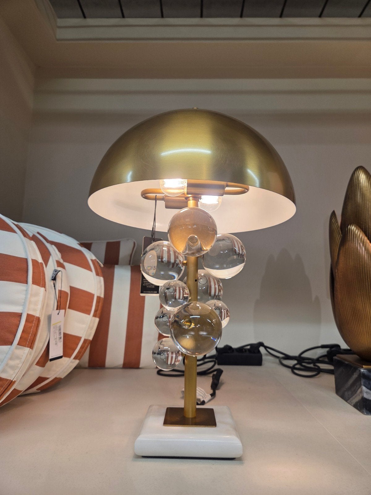 Eichholtz Tafellamp Floral Ant Brass Finish met Kap, Ophalen of Verzenden