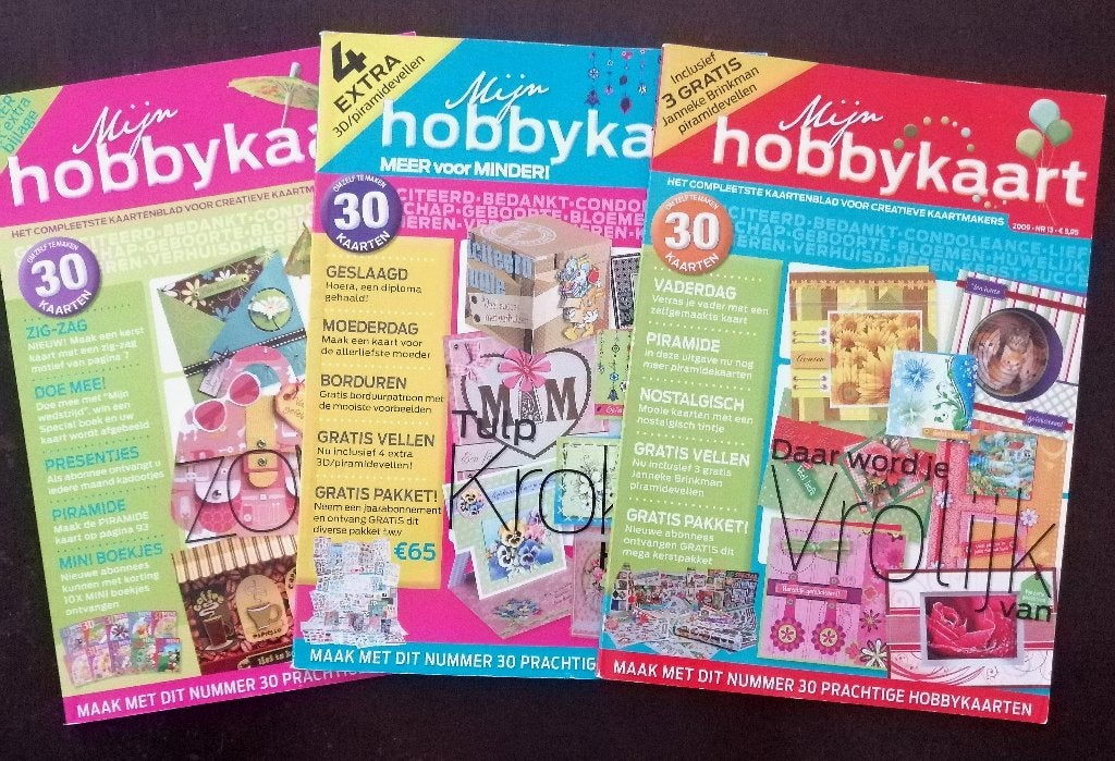 Mijn hobbykaart kaartenmagazine, 3 stuks, Ophalen of Verzenden, Nieuw, Overige thema's, Knipvel