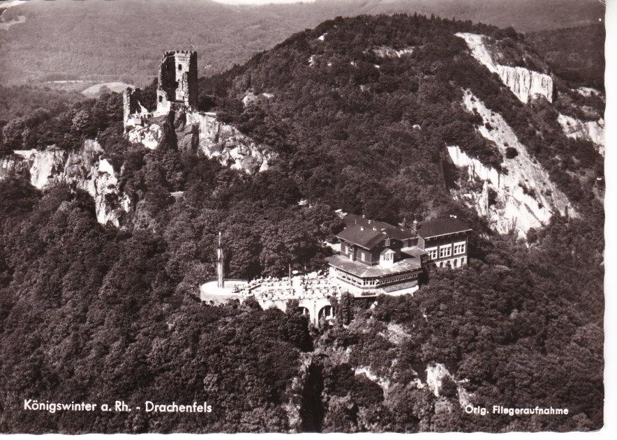 KÖNIGSWINTER a.Rh,- Drachenfels. Luchtfoto. 21-05, Ophalen of Verzenden, 1960 tot 1980, Gelopen, Duitsland