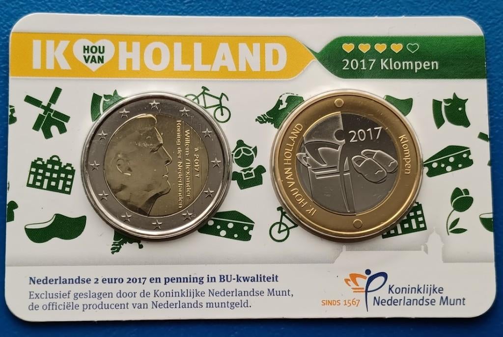 Holland Coinfair Coincard 2017: Ik Hou van Holland - Klompen, Verzenden, Koningin Beatrix, Euro's, Setje