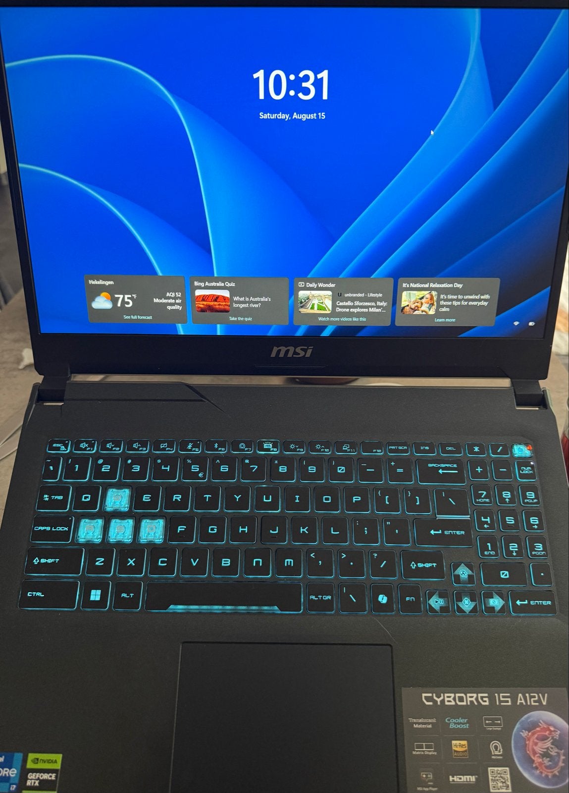 MSI Cyborg 15 A12V Gaming Laptop - Intel i7, Nvidia RTX, Computers en Software, Met videokaart, Ophalen of Verzenden, Zo goed als nieuw