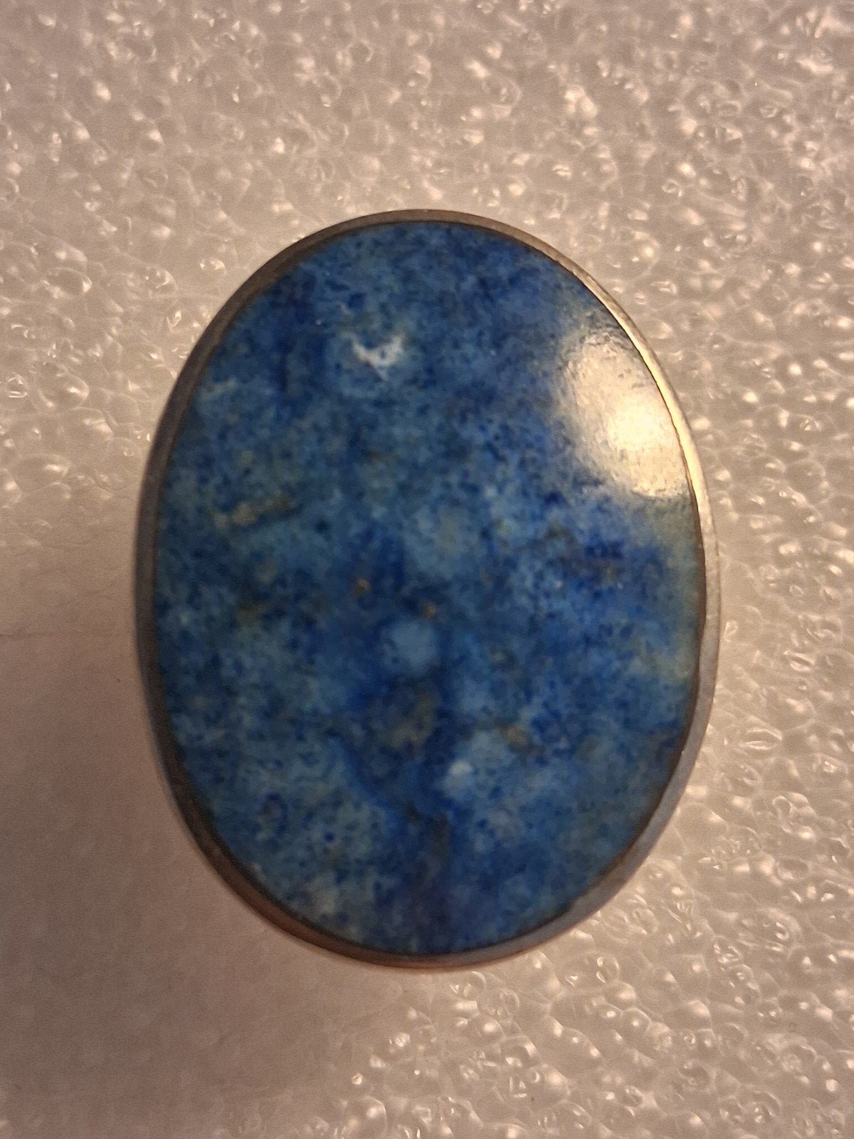 Zilveren ring met Lapis lazuli steen -- ringmaat 20, 20 of groter, Verzenden, Nieuw, Dame