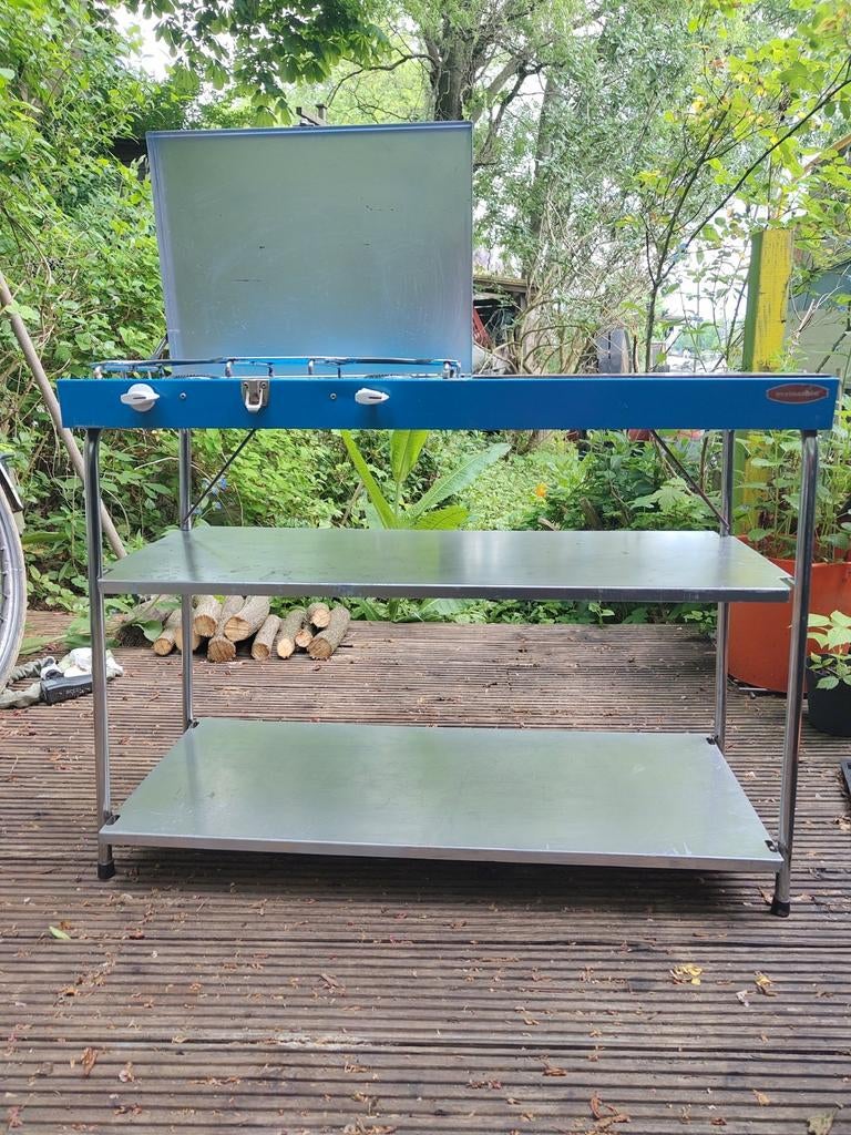 Retro vintage inklapbaar 2- pits camping kooktoestel, Doe-het-zelf en Verbouw, Werkbanken, Ophalen of Verzenden