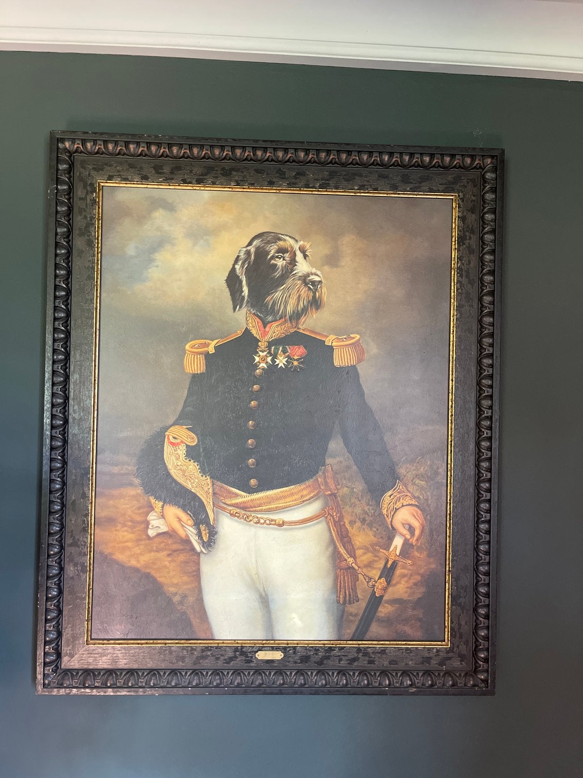 Uniek Portret Schilderij: Hond in Militair Uniform, Ophalen