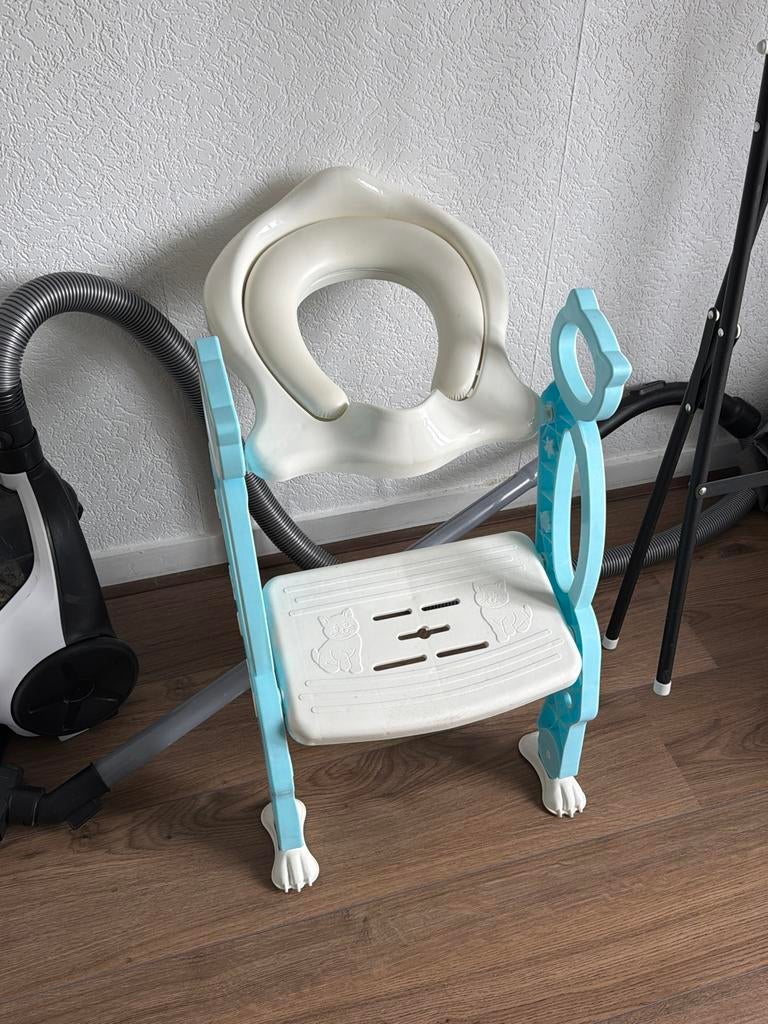 Kinder toilet trainer met opstapje - Blauw/Wit, Ophalen, Zo goed als nieuw