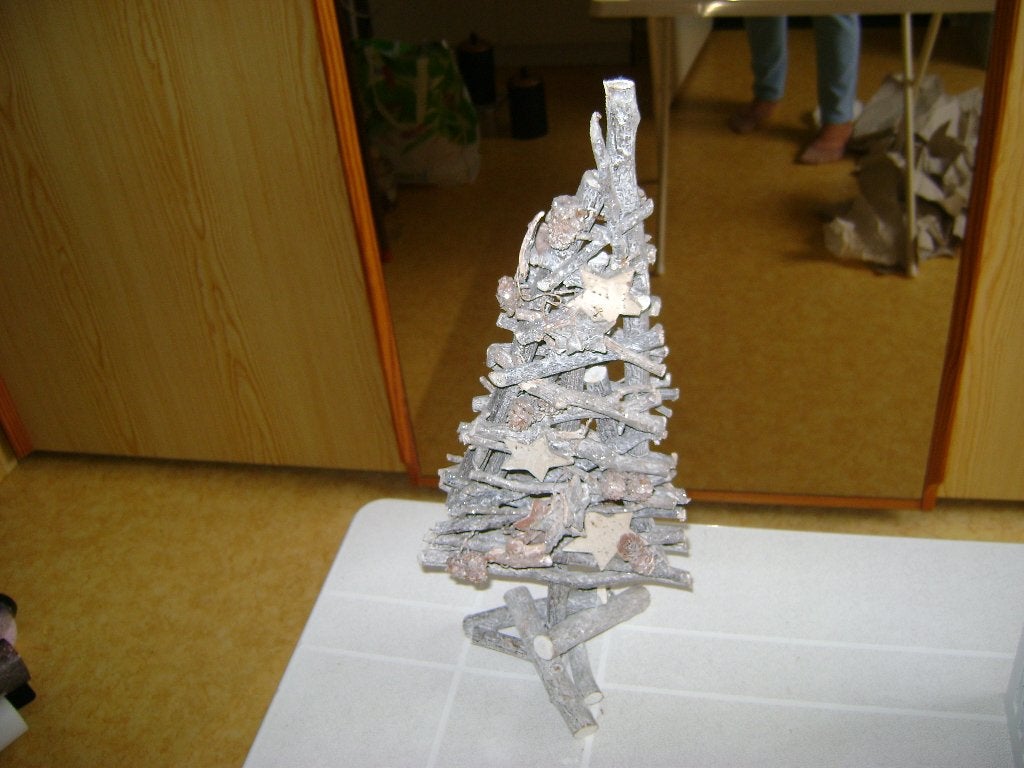 houten kerstboom met sterren in zilver met glitter 41hx16br, Ophalen of Verzenden, Zo goed als nieuw
