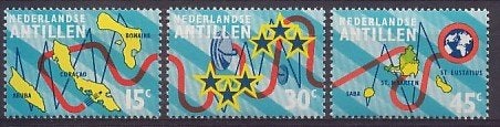 Nederlandse Antillen 475/7 postfris Telecom 1973, Ophalen of Verzenden, Postfris