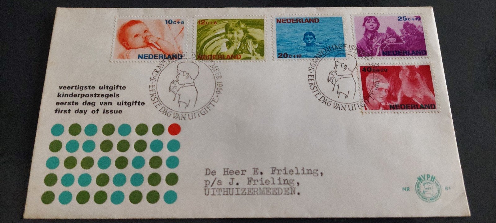 eerste dag envelop nederland e81 kinder 1966, Ophalen, Beschreven, Nederland