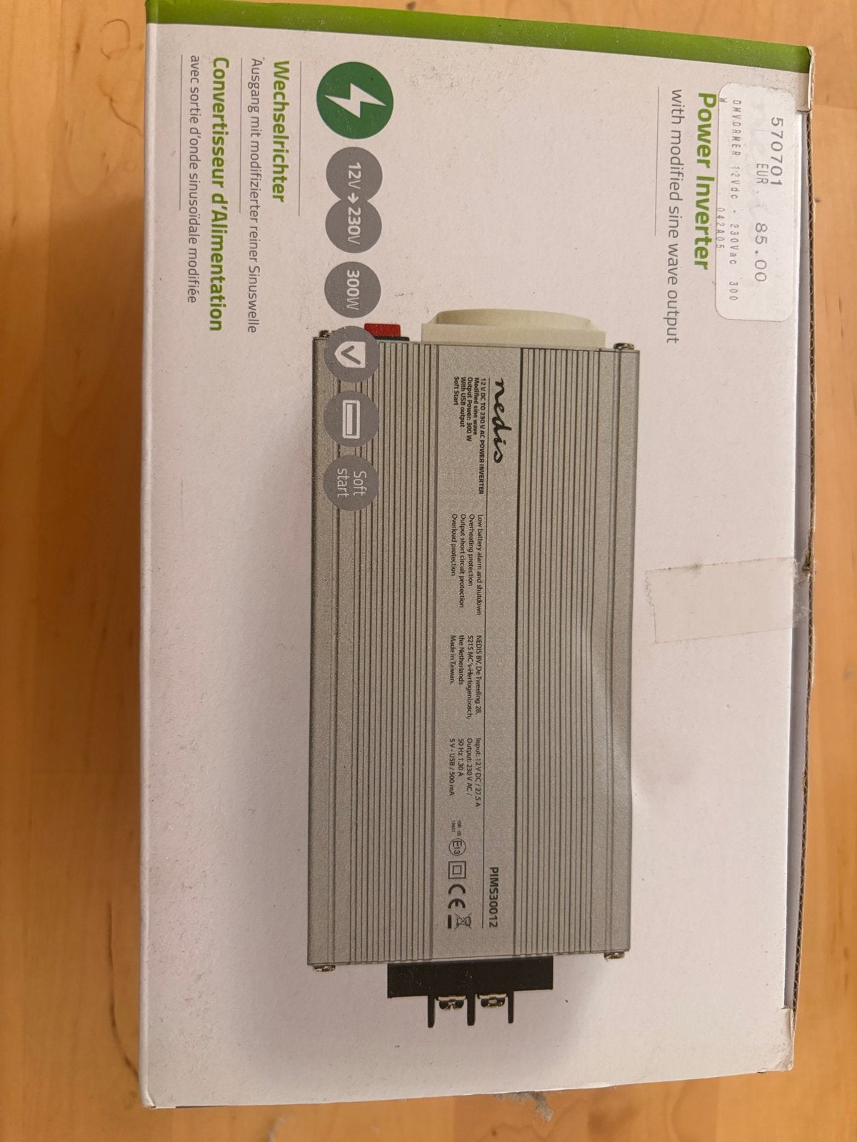 Nedis Power Inverter 300W - 12V naar 230V, Auto diversen, Auto-accessoires, Nieuw, Ophalen of Verzenden