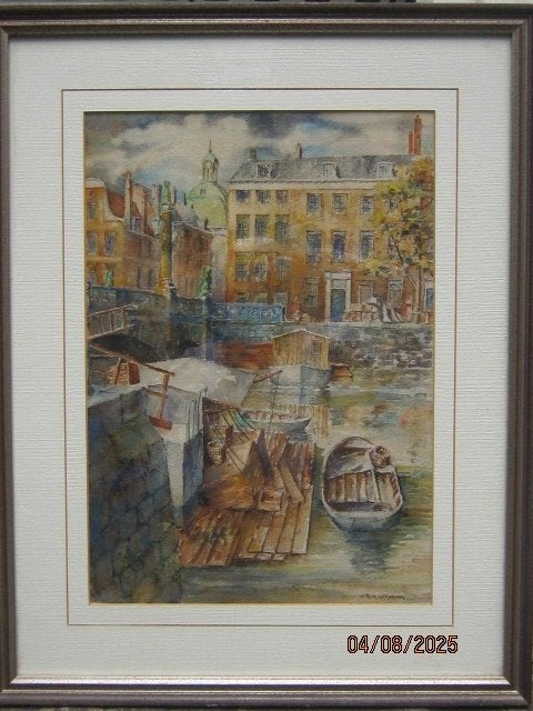 W.A.WILLEMSEN, (P.Scheen) Mooi Modern Oud Stadsb R.dam, Expressionistisch, Aquarel, Stads- / dorpsgezicht, Ophalen