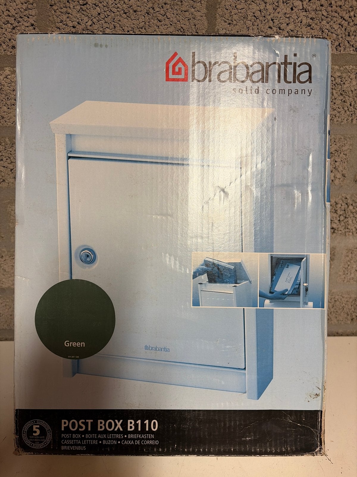 Brabantia B110 Brievenbus - Groen, Ophalen of Verzenden, Nieuw, Staal, Wandbrievenbus