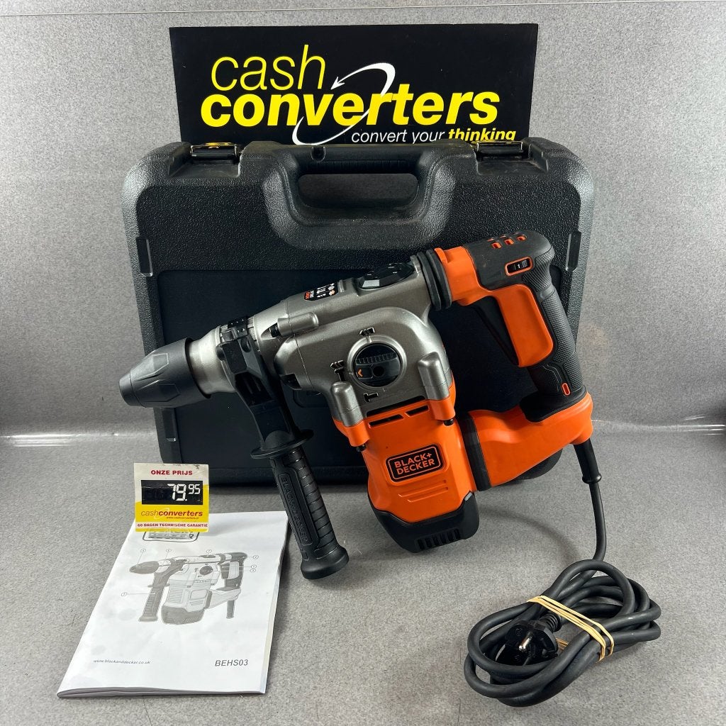 Black&Decker BEHS03 Boorhamer | koffer | 1250W | 417674, Boormachine, Ophalen of Verzenden, Klopboormechanisme, Gebruikt