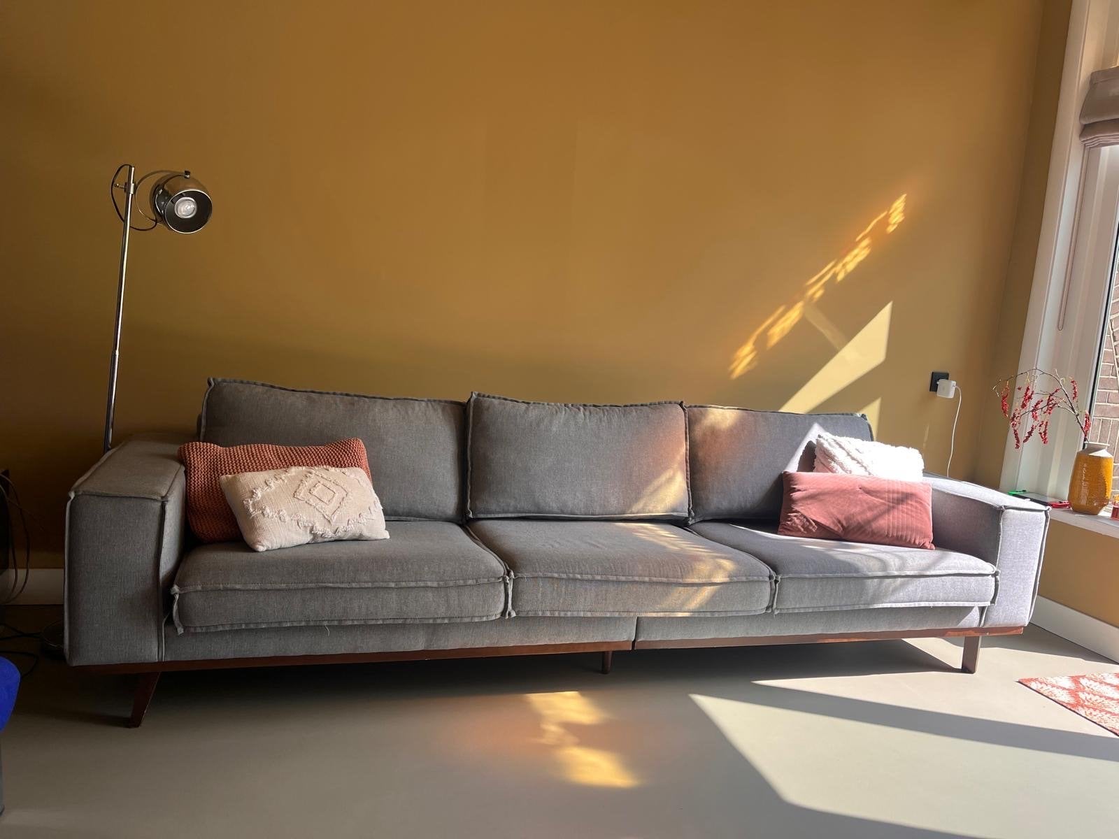 Comfortabele grijze driezitsbank 283cm breed, Ophalen, 250 tot 300 cm, Driepersoons, 75 tot 100 cm
