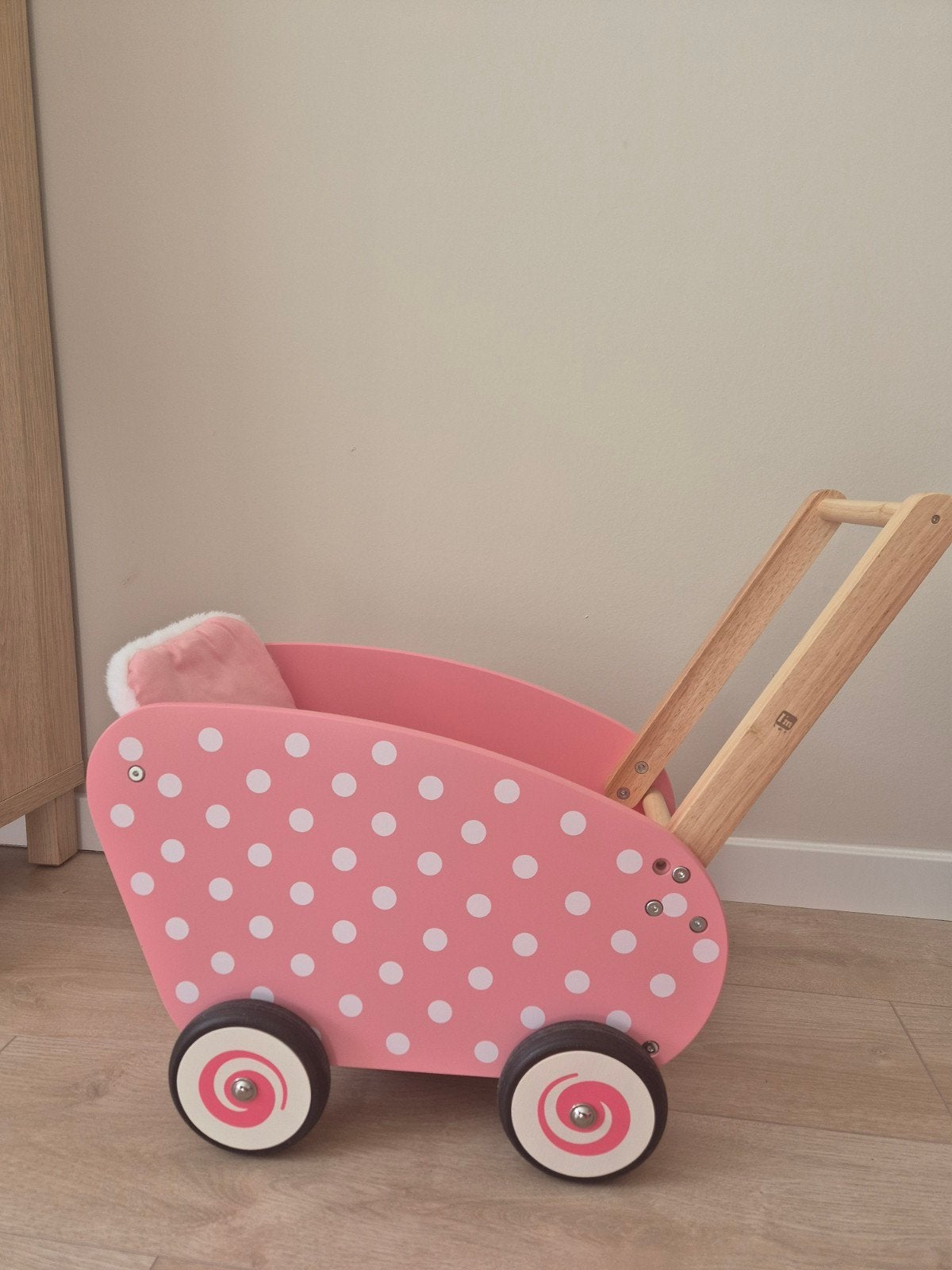 Houten poppenwagen met verstelbaar handvat, Kinderen en Baby's, Speelgoed | Houten speelgoed, Ophalen