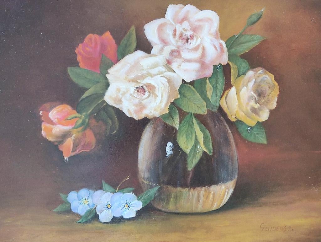 Emile Geudens (1926-2011) - Stilleven met rozen, Antiek en Kunst, Ophalen of Verzenden