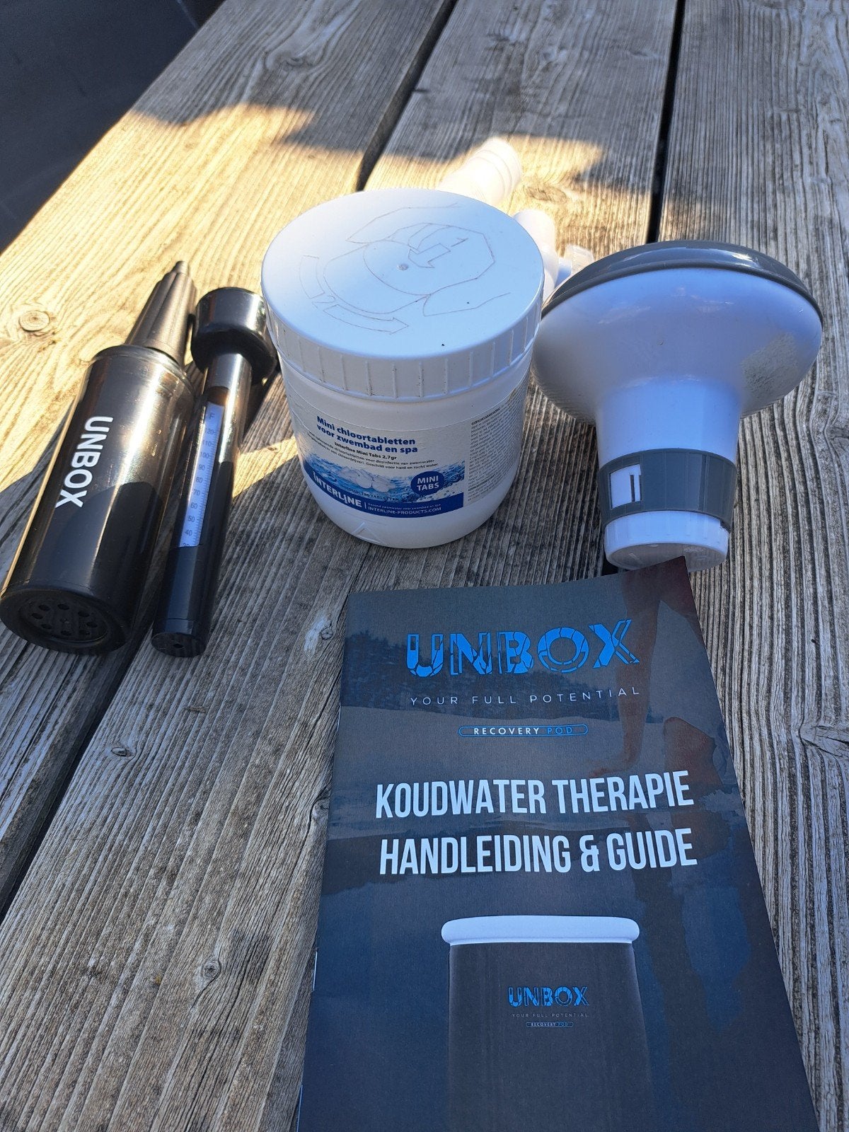 UNBOX Recovery 200 Koudwaterbad met accessoires, Tuin en Terras, Zwembaden, Ophalen, 80 tot 120 cm, Rond, Opzetzwembad