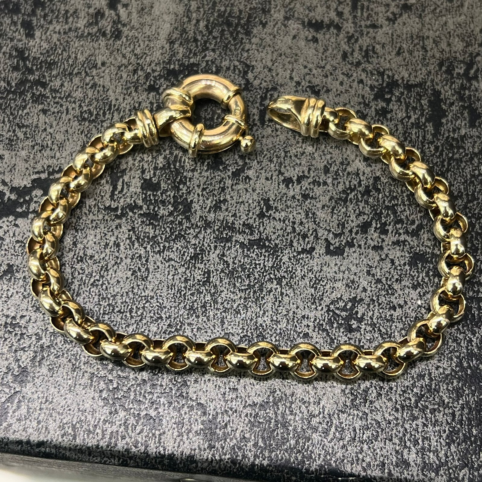 14 karaat gouden armband jasseron schakel massief, Ophalen of Verzenden, Zo goed als nieuw, Goud