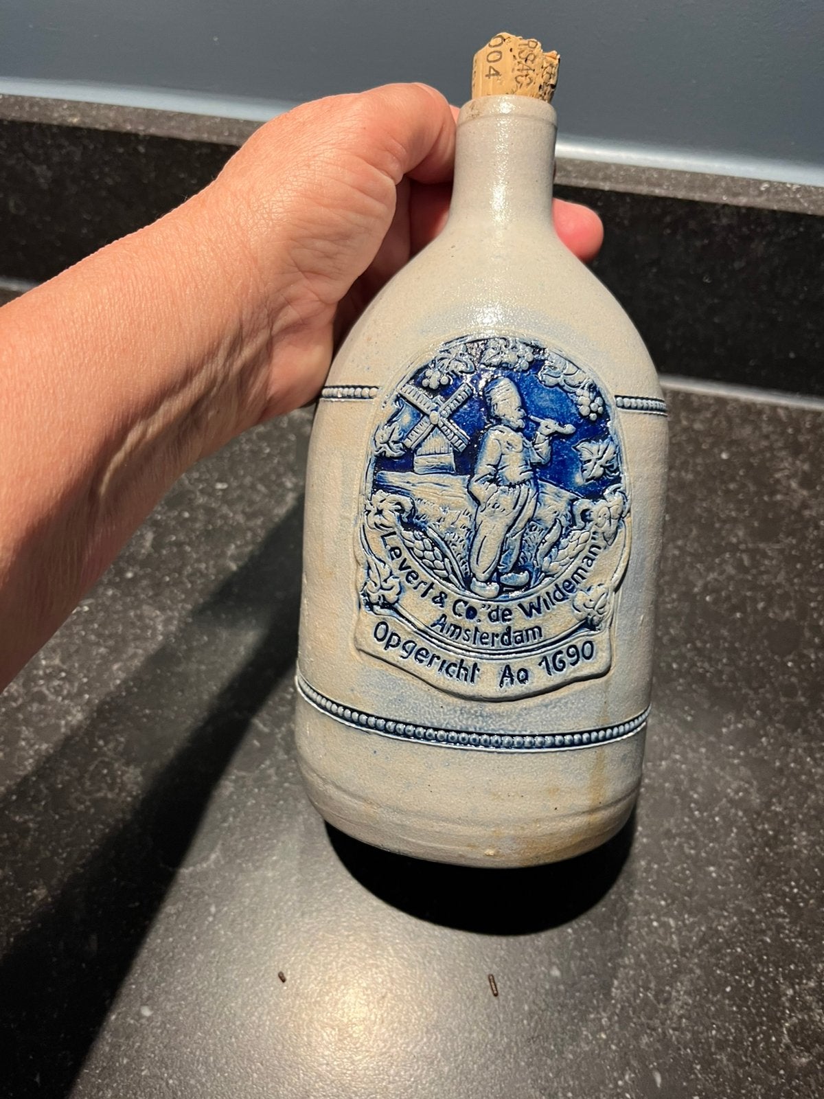 antieke jeneverkruik van 1 liter van Levert & Co, Ophalen of Verzenden