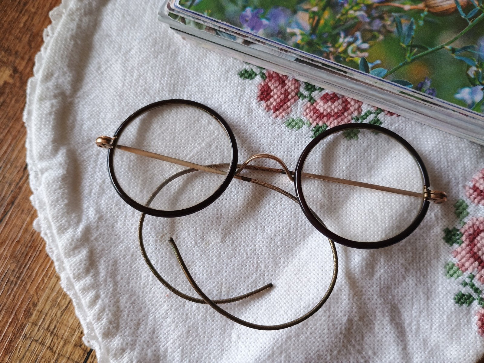 Oud brocant brilletje - Oude bril met ronde glaasjes, Ophalen of Verzenden