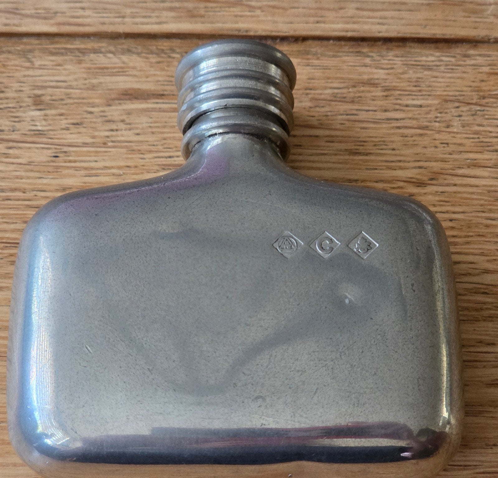Klassieke Tinnen Heupfles (Hip Flask) - Handgemaakt Engels, Ophalen of Verzenden