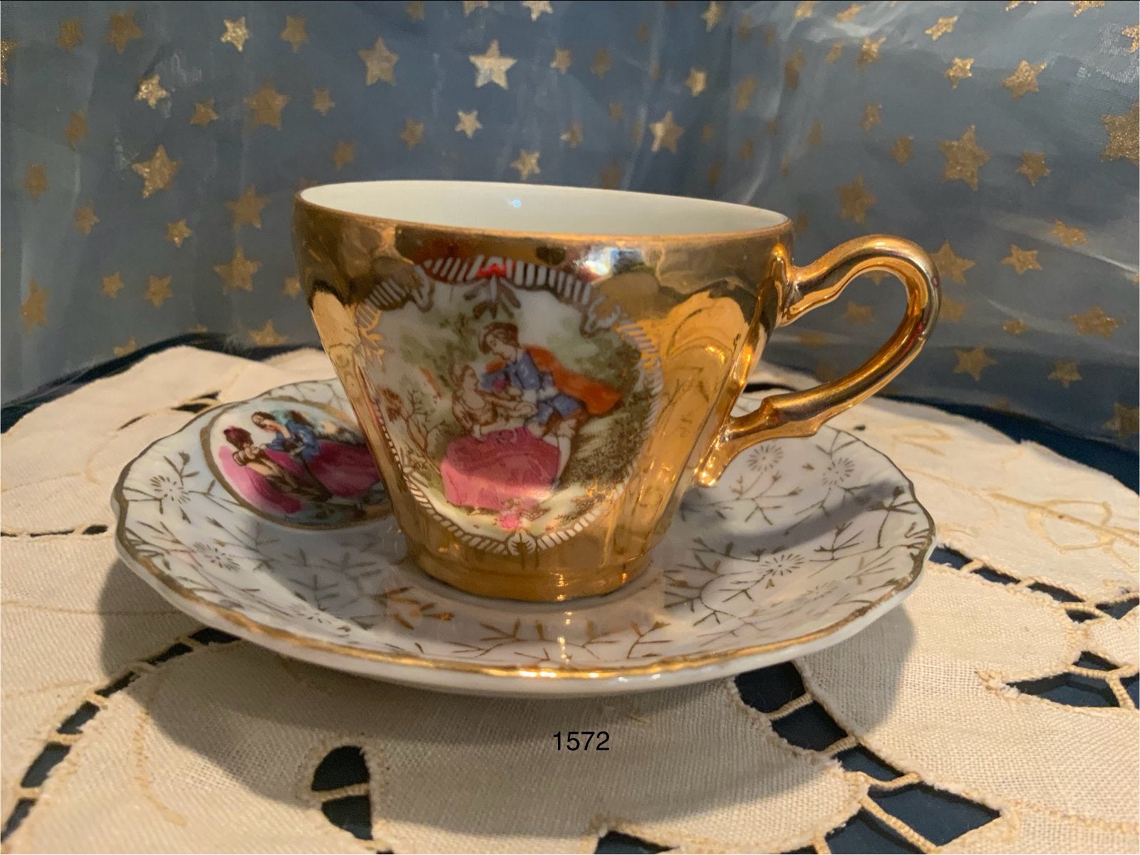 Versailles Mocha Theeservies - Gouden Kop en Schotel, Antiek en Kunst, Ophalen of Verzenden