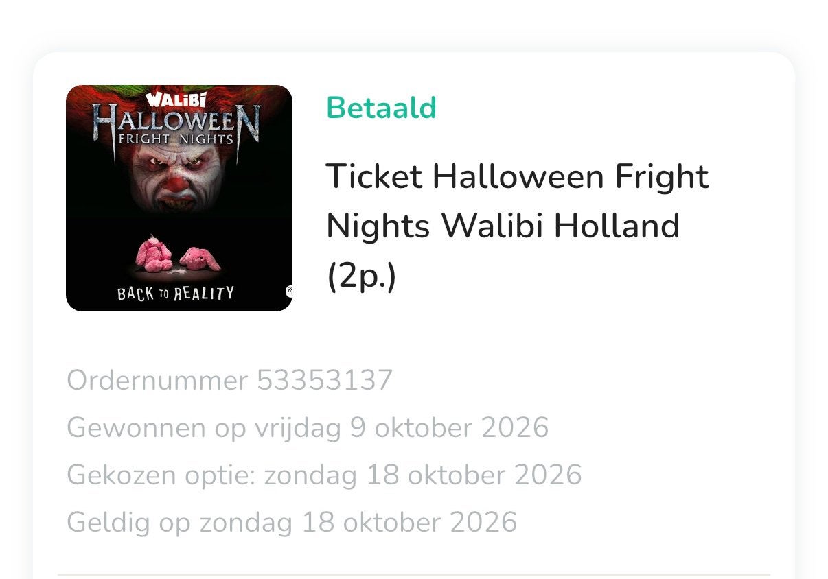 Walibi fright night ticket, Eén persoon