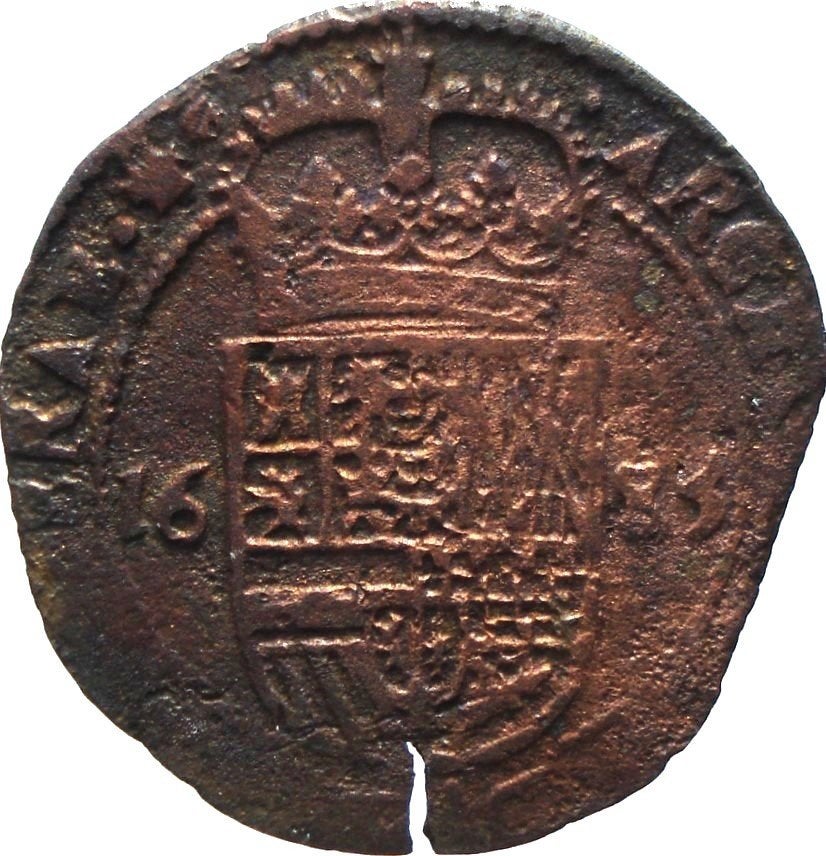 Spaanse Nederlanden - Brabant oord 1685 (schaars), Postzegels en Munten, Munten | Nederland, Ophalen of Verzenden, Vóór koninkrijk