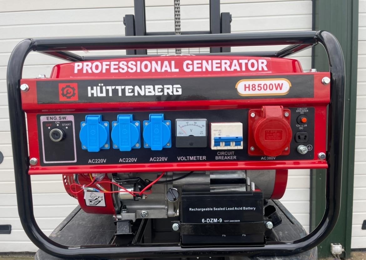 Huttenberg H8500W Benzine Generator - 230V/380Volt handstart, Ophalen, Nieuw
