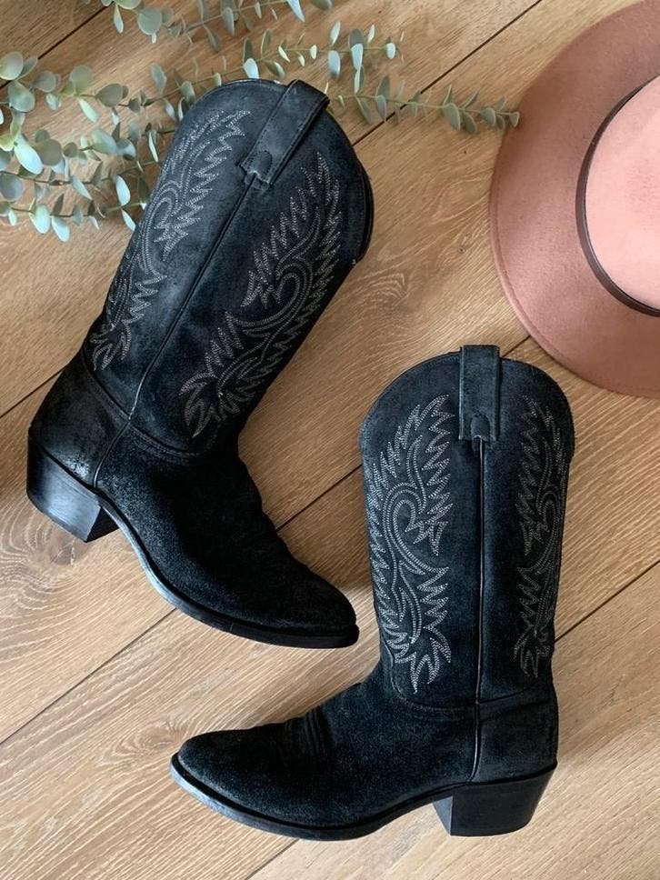 Texas cowboylaarzen 40 41 western boots bohemian laarzen, Kleding | Dames, Schoenen, Zo goed als nieuw, Hoge laarzen, Zwart, Ophalen of Verzenden