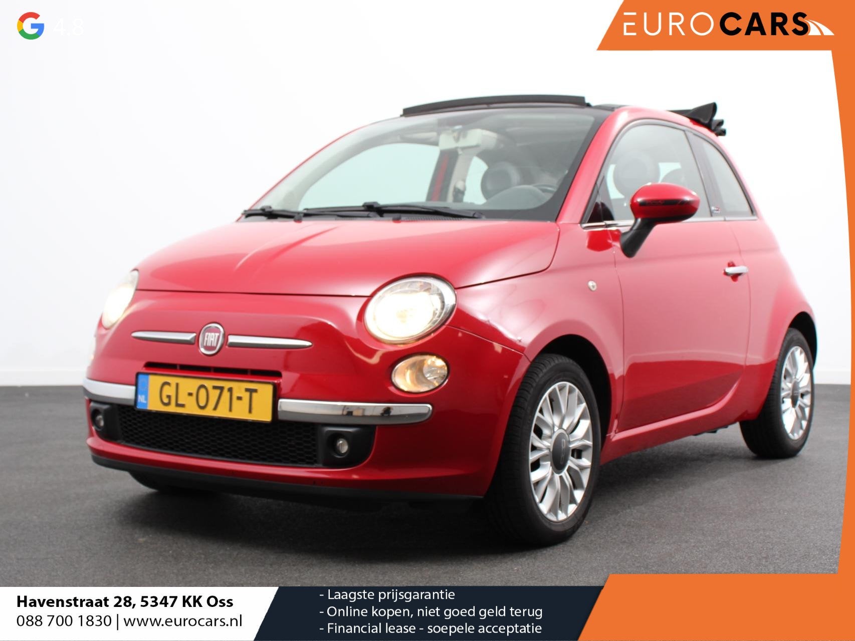 Fiat 500 C 0.9 TwinAir Turbo 80pk Lounge Climate Control Lic, Stof, Gebruikt, Cabriolet, Origineel Nederlands