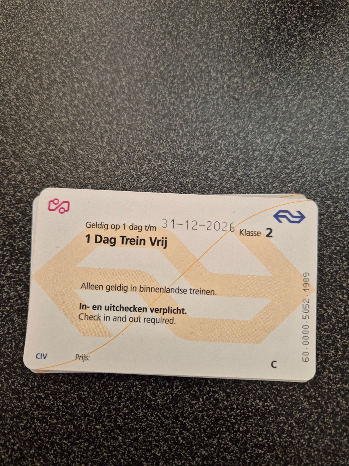 dagkaart trein kaart, Eén persoon, Trein, Algemeen kaartje