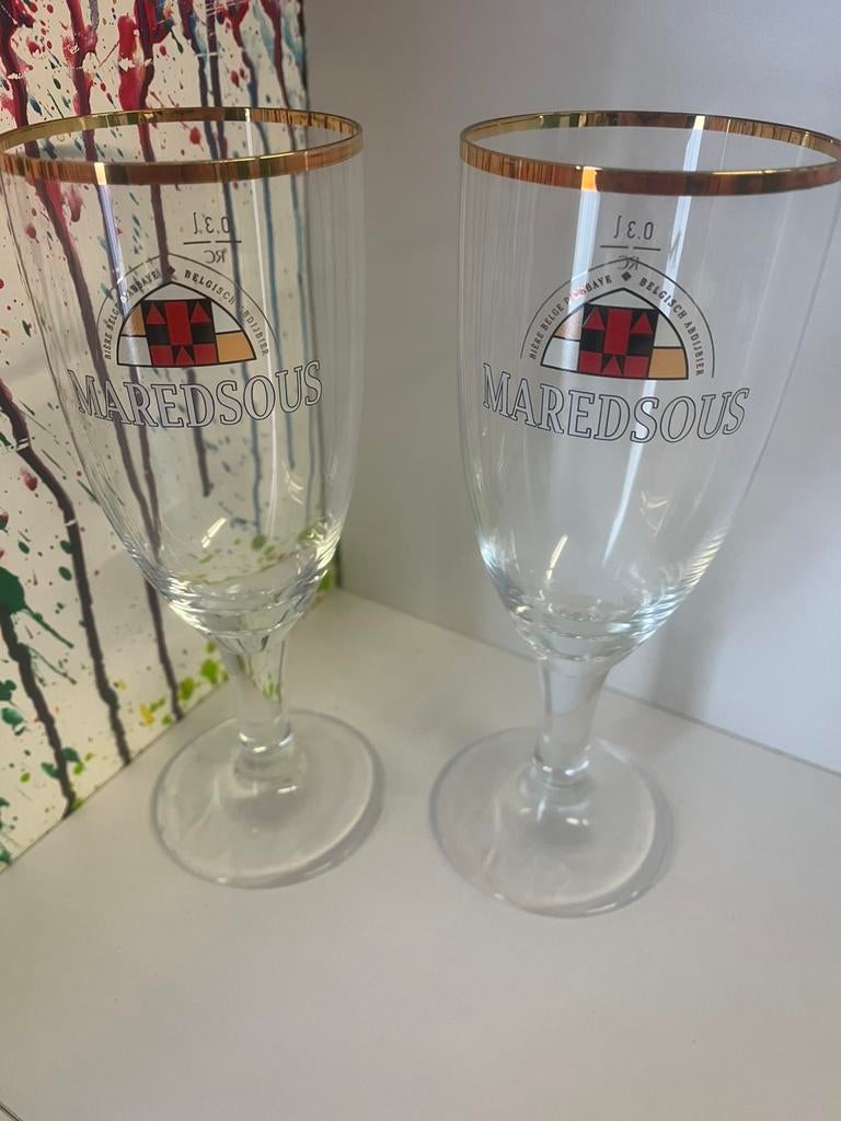 Maredsous bierglazen set van 2 glazen, Ophalen of Verzenden, Nieuw, Glas of Glazen, Overige merken