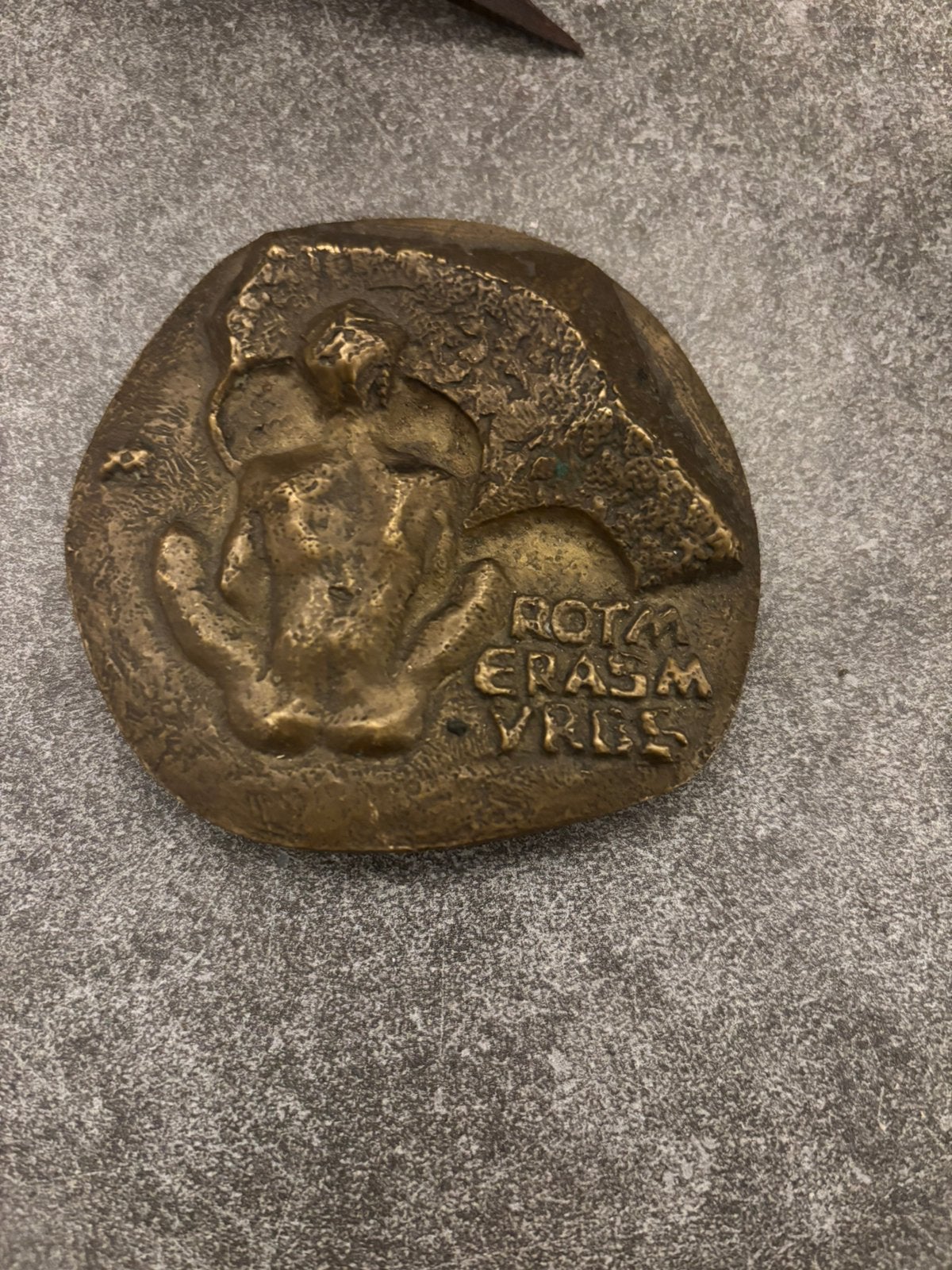Bronzen Erasmus penning Willem Verbon – Rotterdam – 474 gram, Ophalen of Verzenden, Brons, Nederland