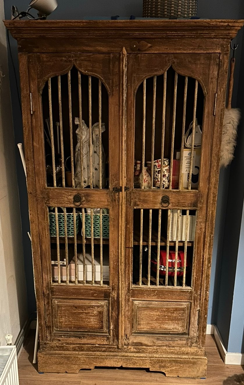 Antieke Indiase kast met spijlen, Ophalen of Verzenden