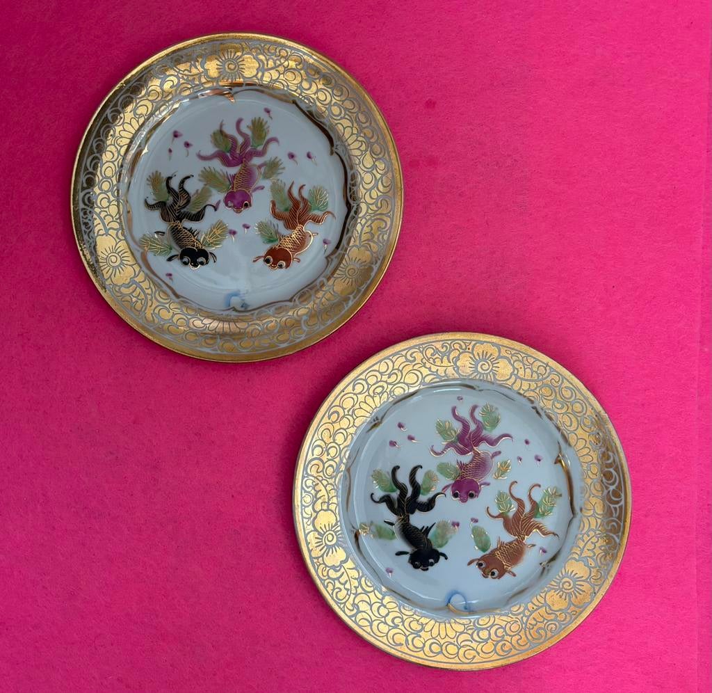 Vintage Porseleinen bordjes 2x uit Macau visjes, Antiek en Kunst, Ophalen of Verzenden