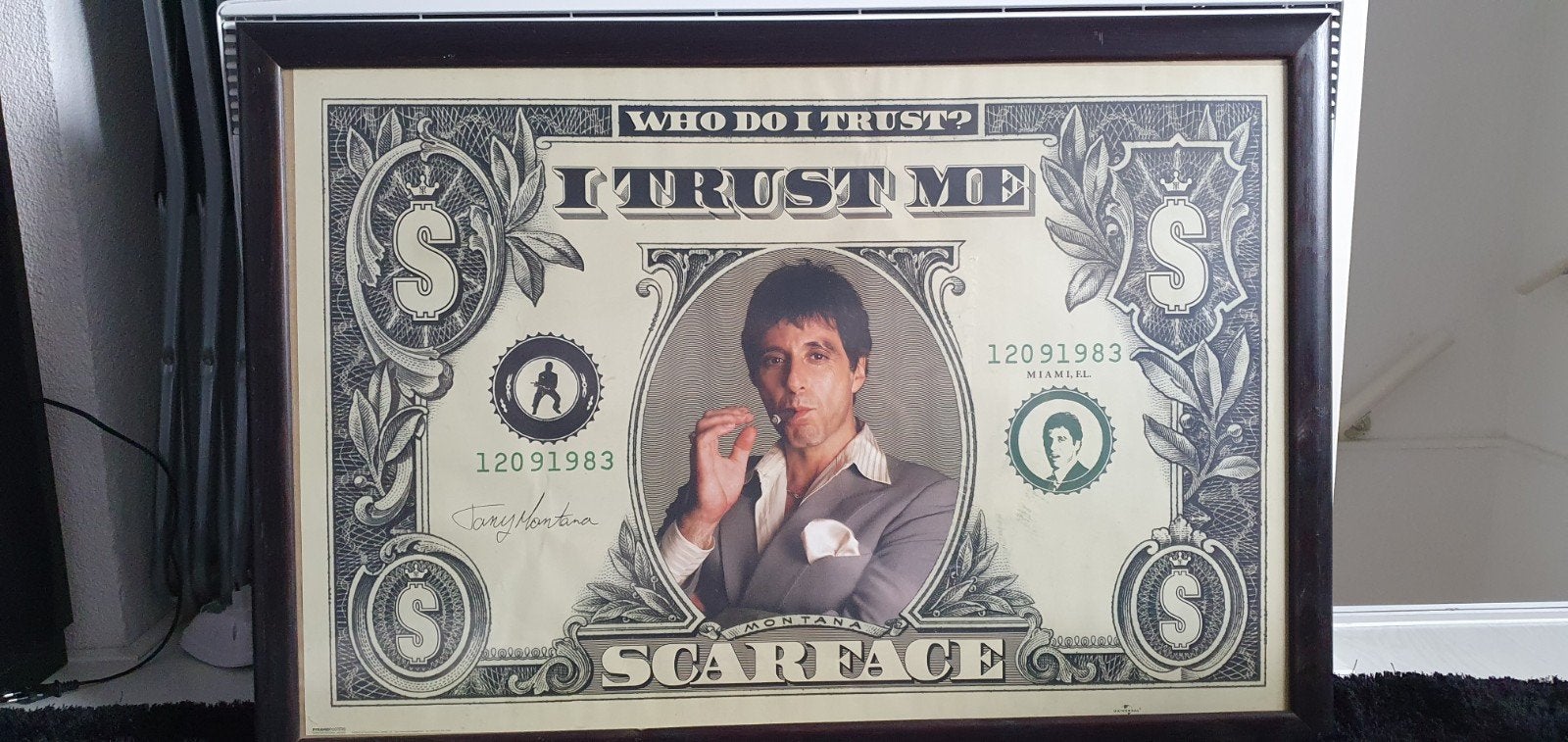 Scarface 'I Trust Me' Ingelijste Print, Huis en Inrichting, Ophalen of Verzenden, Minder dan 50 cm, 50 tot 75 cm, Print