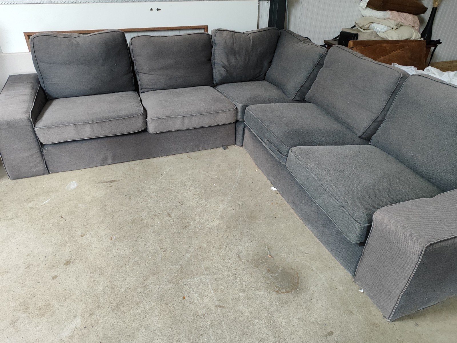 Kivik IKEA Grijze hoekbank, comfortabel en ruim, Ophalen, 250 tot 300 cm, Gebruikt, 100 tot 125 cm