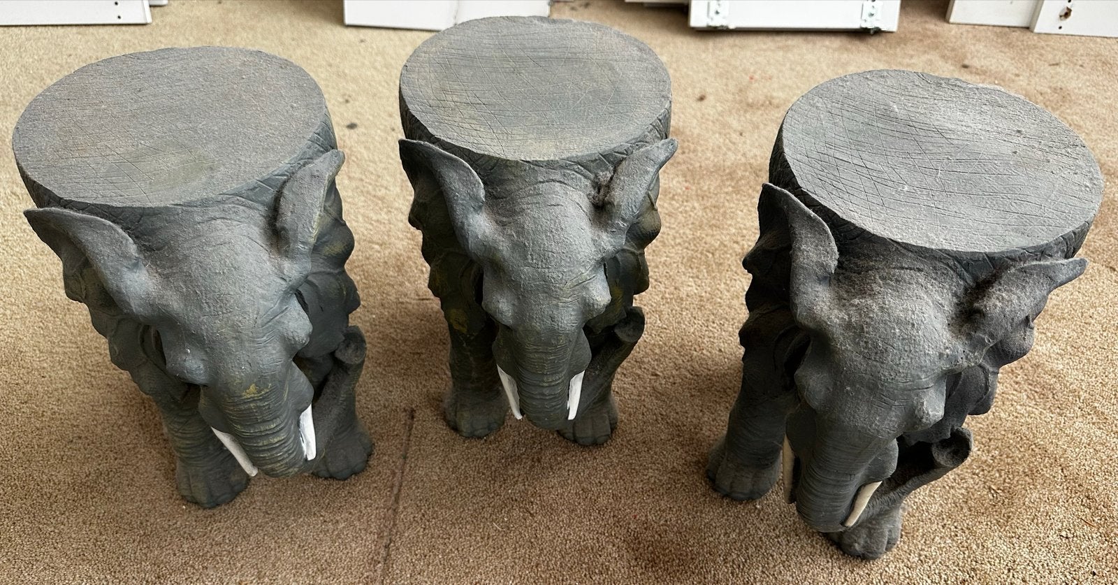 Set van 3 Olifantenkrukjes - Decoratieve Bijzettafels, Ophalen, Gebruikt, Overige materialen