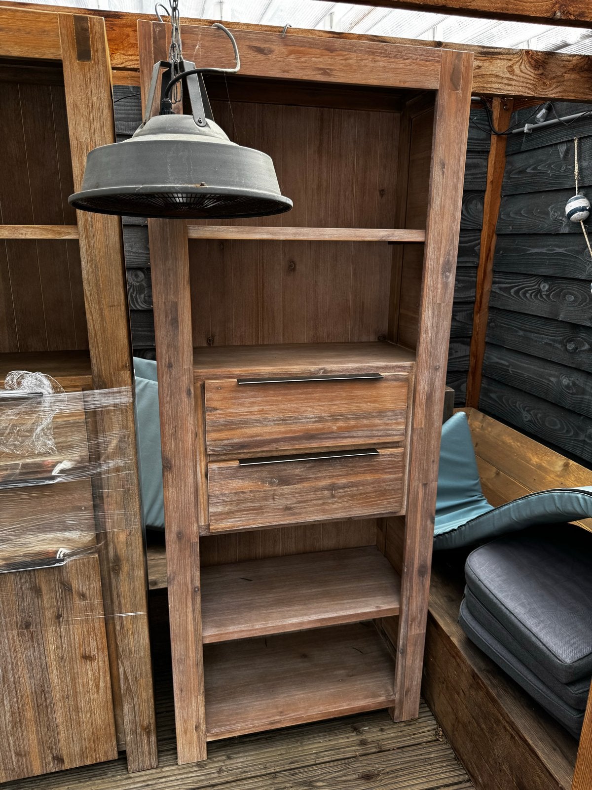 Houten Boekenkast met Lades en Planken, Huis en Inrichting, Kasten | Boekenkasten, Ophalen, Gebruikt, 200 cm of meer, 50 tot 100 cm