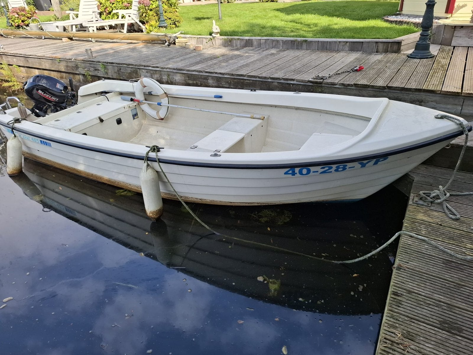 Open Motorboot vissersboot met buitenboordmotor en trailer, Watersport en Boten, Ophalen, Overige merken, Gebruikt, Buitenboordmotor